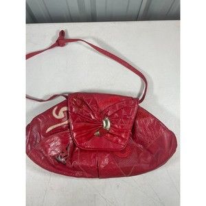Vintage Fifth Avenue Handbags 1980s Shoulder Bag Red Leather Purse Patchwork